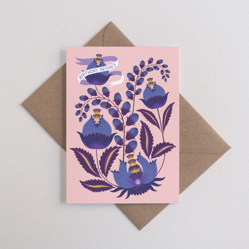 Pink vintage birthday card