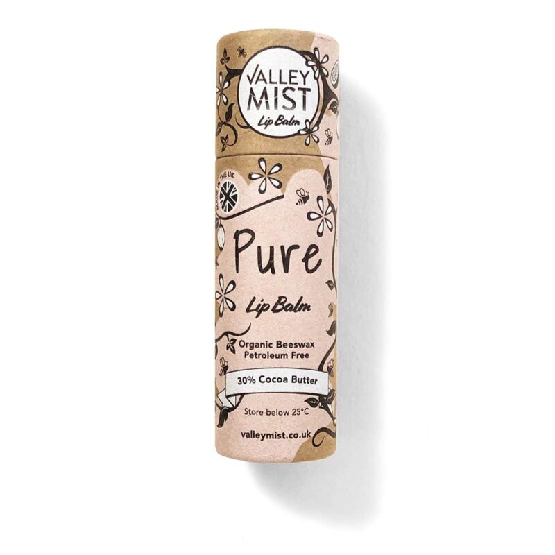 Pure-original-lip-balm-valley-mist Unscented natural coco butter lip balm in recyclable paper tube – Valley Mist