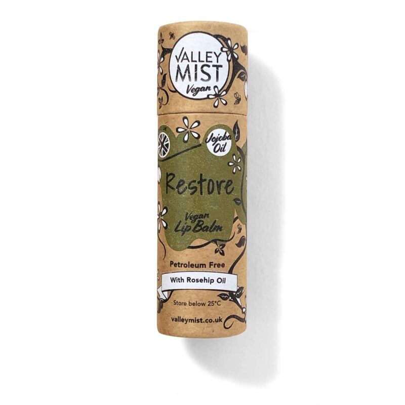 plastic free valley mist vegan restore lip balm