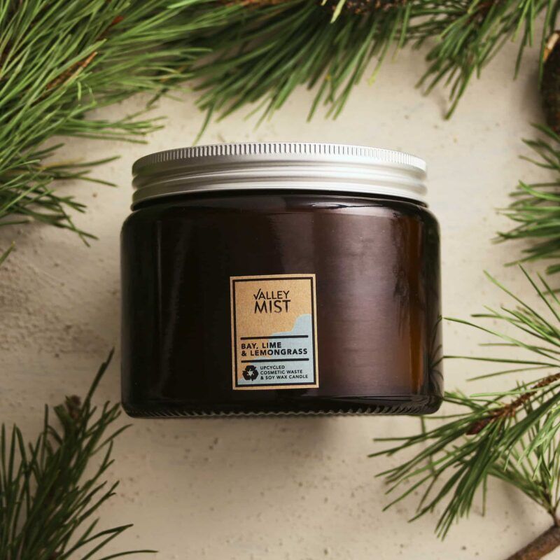 3 wick natural soy wax candle with bay lime and lemongrass essential oil